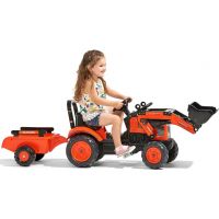 Falk Traktor šlapací Kubota M7171 s valníkem a přední lžící oranžový 3