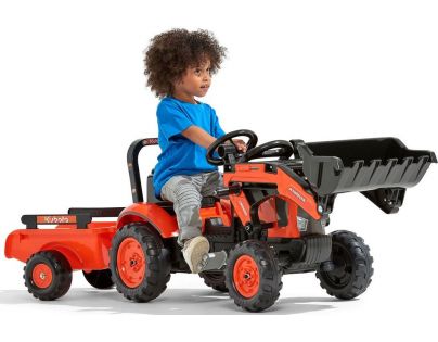 Falk Traktor šlapací Kubota M7171 s valníkem a přední lžící oranžový