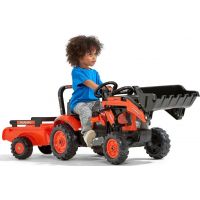 Falk Traktor šlapací Kubota M7171 s valníkem a přední lžící oranžový 2
