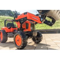 Falk Traktor šlapací Kubota M7171 s valníkem a přední lžící oranžový 4