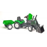 Falk Traktor zelený Falk Lander Z160X s valníkem a přední lžící 2