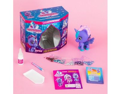 Figurka galaktického jednorožce Crystalverse tm. fialová