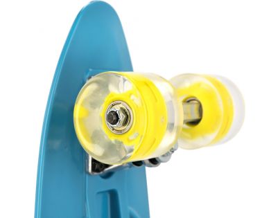 Fish Pennyboard se svíticími LED kolečky, modrý