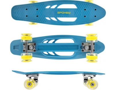 Fish Pennyboard se svíticími LED kolečky, modrý