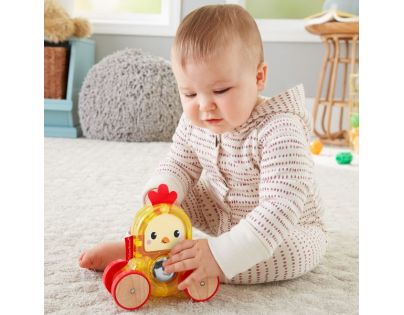 Fisher Price zvířátka na kolečkách oranžové se zvonečkem