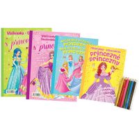 Foni Book Omalovánky a aktivity Princezny 4 ks s pastelkami