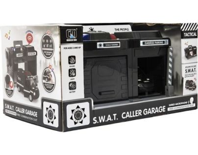 Garáž policie Swat s autem 15 cm se světlem se  zvukem