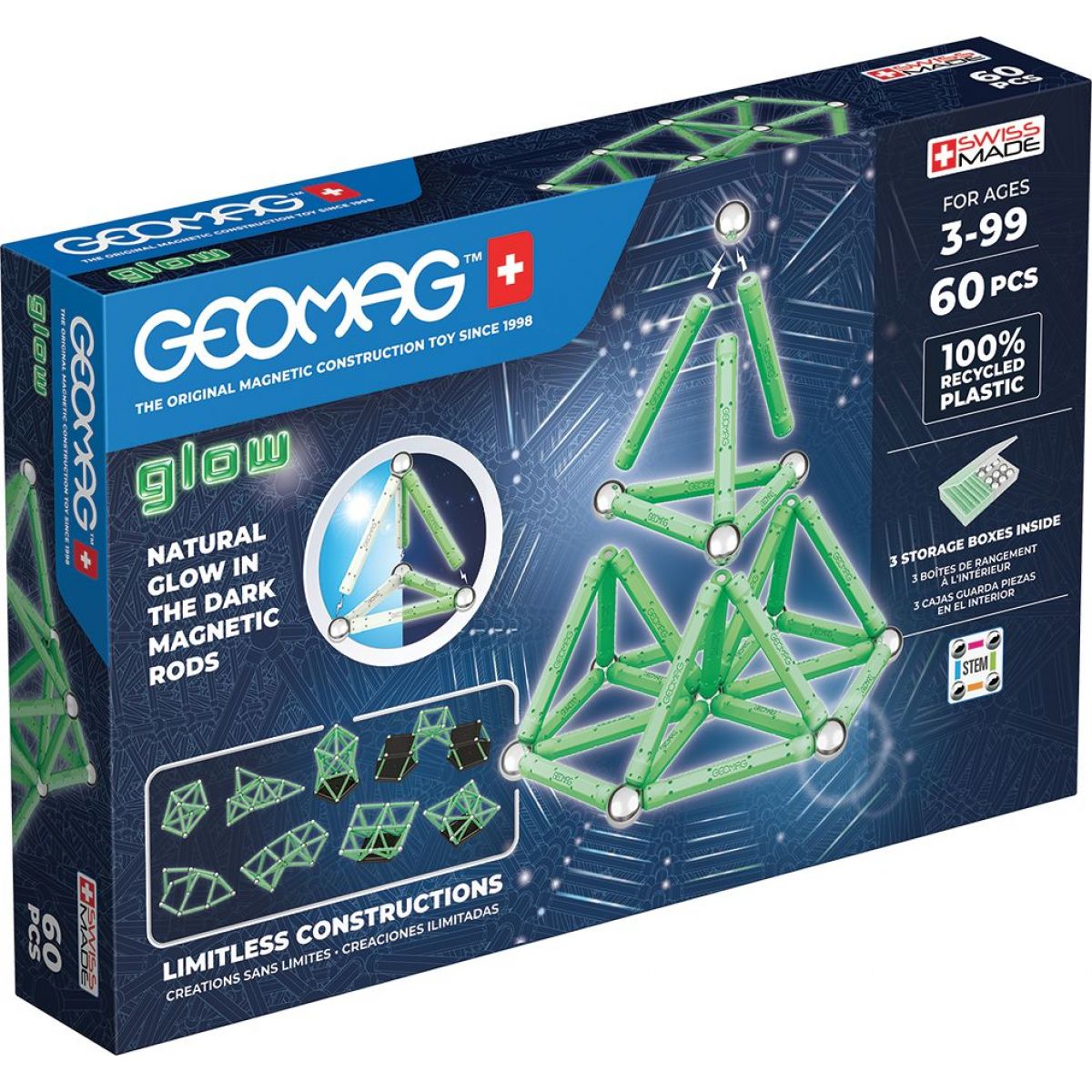 Geomag Glow Recycled 60 dílků