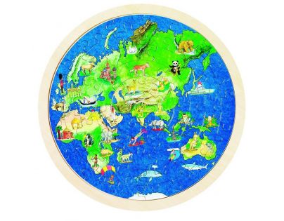 Goki Puzzle oboustranné Zeměkoule 57 dílků