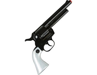 Alltoys Gonher Kovbojský revolver kovový černý 12 ran stříbrná pažba - Poškozený obal