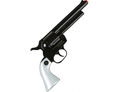 Alltoys Gonher Kovbojský revolver kovový černý 12 ran stříbrná pažba