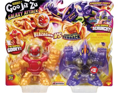 Goo Jit Zu figurka Galaktický útok Série 5 Sun Fyre Blazagon vs. Dark Matter Terrack 12 cm - Poškozený obal