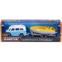 Halsall Teamsterz Karavan s přívěsem a lodí Modré auto a žlutý člun 2