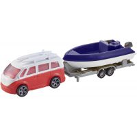 Halsall Teamsterz Karavan s přívěsem a lodí Červené auto a fialový člun
