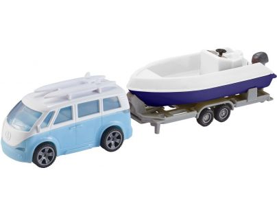 Halsall Teamsterz Karavan s přívěsem a lodí Modré auto a fialový člun