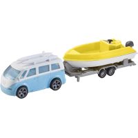 Halsall Teamsterz Karavan s přívěsem a lodí Modré auto a žlutý člun