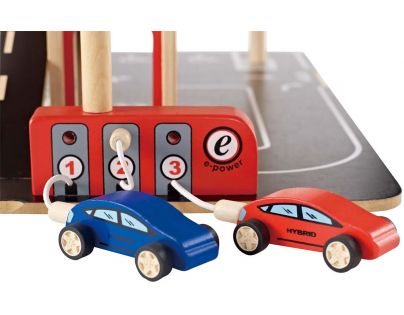 Hape Garáž vícepatrová s auty a helikoptérou