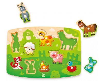 Hape Puzzle na desce Farmáři 9 dílků