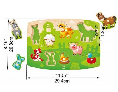 Hape Puzzle na desce Farmáři 9 dílků