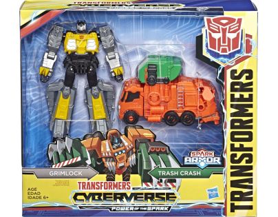 Hasbro Transformers Cyberverse Spark Armour Elite figurka Grimlock a Trash Crash