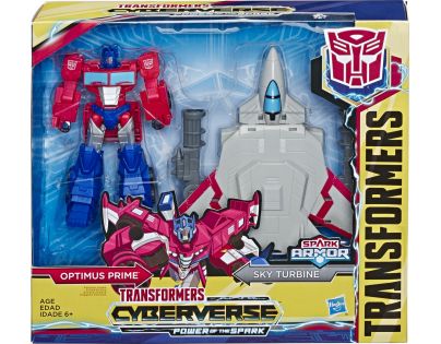 Hasbro Transformers Cyberverse Spark Armour Elite figurka Optimus Prime a Sky Turbine