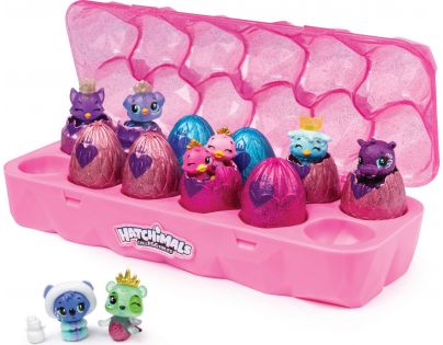 Spin Master Hatchimals Balení 12 ks Královských zvířátek růžové pouzdro