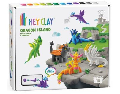 Hey Clay Dračí ostrov modelovací sada s doplňky, 15 tub