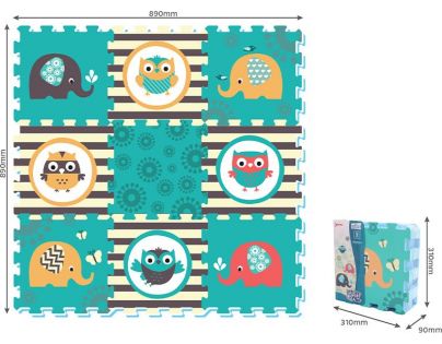 HM Studio Pěnové puzzle Sloni a sovy 9 ks