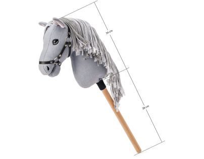 Hobby horse Apollo, šedý kůň na tyči, provázková hříva