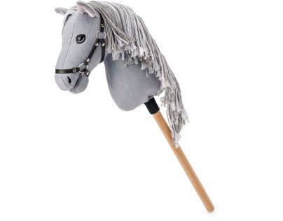 Hobby horse Apollo, šedý kůň na tyči, provázková hříva