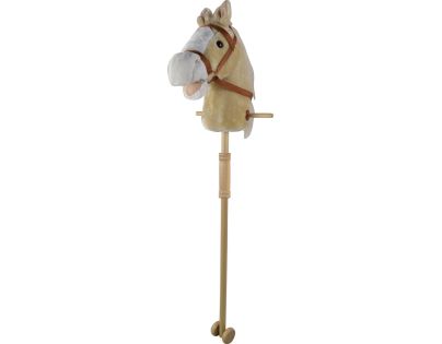 Hobby kůň 95 cm béžový s kolečky se zvukem koně