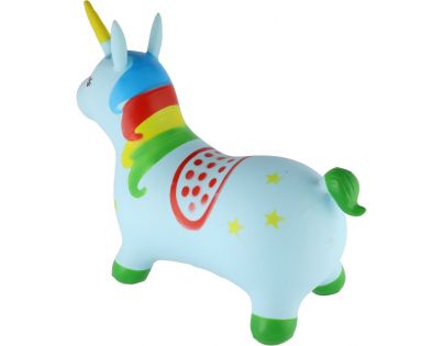 Teddies Hopsadlo modrý jednorožec výška sedla 28 cm