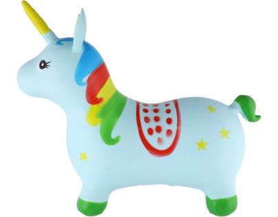 Teddies Hopsadlo modrý jednorožec výška sedla 28 cm