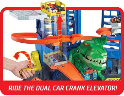 Hot Wheels city garáž s T-rexem