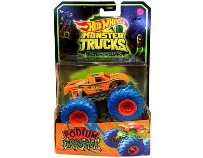 Hot Wheels Monster Trucks svítící ve tmě Podium Crasher oranžová