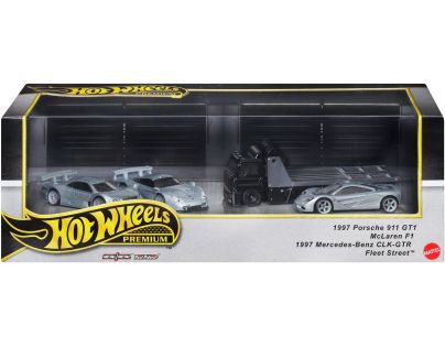 Hot Wheels Premium Angličák s týmovým tahačem 3 ks - Závod le Mans