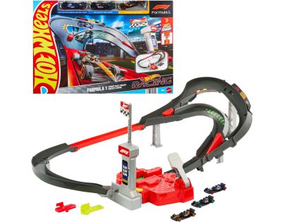 Hot Wheels JDY15 Racing Formule 1 Startovací dráha, F1 sada se 3 angličáky