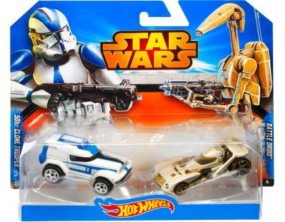 Hot Wheels Star Wars 2ks autíčko - Battle Droid a Clone Trooper