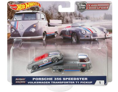 Hot Wheels Týmový náklaďák Volkswagen Transporter T1 Pickup a Porsche 356