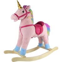 Houpací kůň růžový - výška sedátka 46 cm, zvukové efekty koně, pohyblivá tlama a ocas