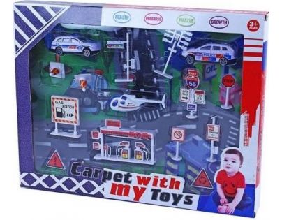 Hrací koberec Policie s kovovými auty
