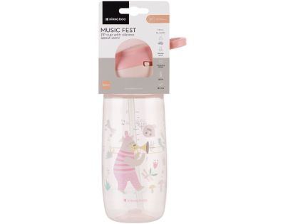 Hrnek se silikonovým pítkem 450ml 12m+ Music Fest Pink
