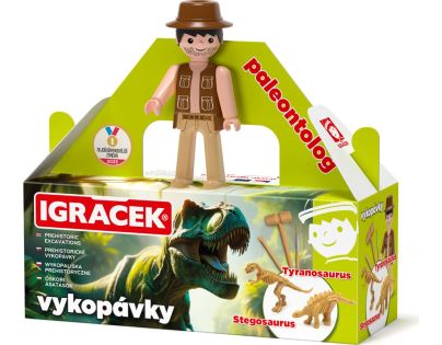 Igráček Paleontolog - figurka s vykopávkami dinosaurů Tyranosaura a Stegosaura