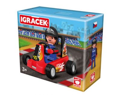 Igráček Závodník s motokárou - červená