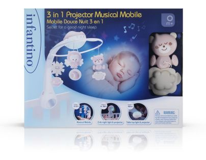 Infantino Hudební kolotoč s projekcí 3v1 Dusty Pink