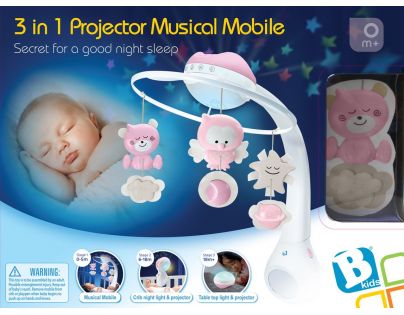 Infantino Hudební kolotoč s projekcí 3v1 růžový - Poškozený obal