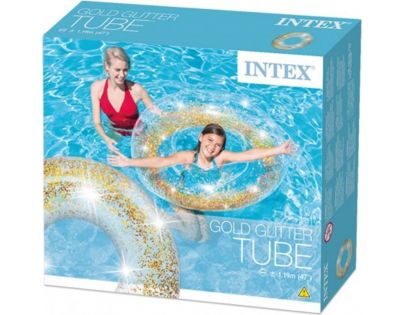 Intex 56274NP Kruh plovací flitrový Zlatý  119 cm