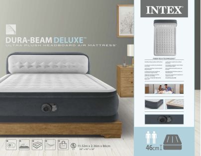 Intex 64448ND Nafukovací postel 152 x 236 x 86 cm - Ultra Plush Headboard - Poškozený obal