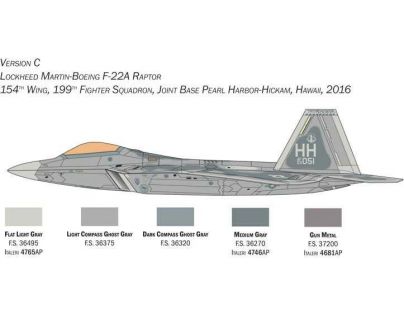 Italeri Model Kit letadlo Lockheed Martin F-22A Raptor 1 : 48