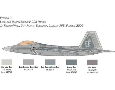 Italeri Model Kit letadlo Lockheed Martin F-22A Raptor 1 : 48